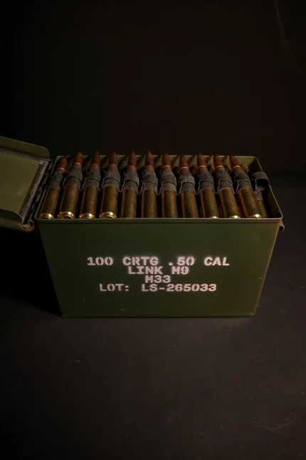 linked 50 bmg pmc m33 fmj 100 round can m9 links
