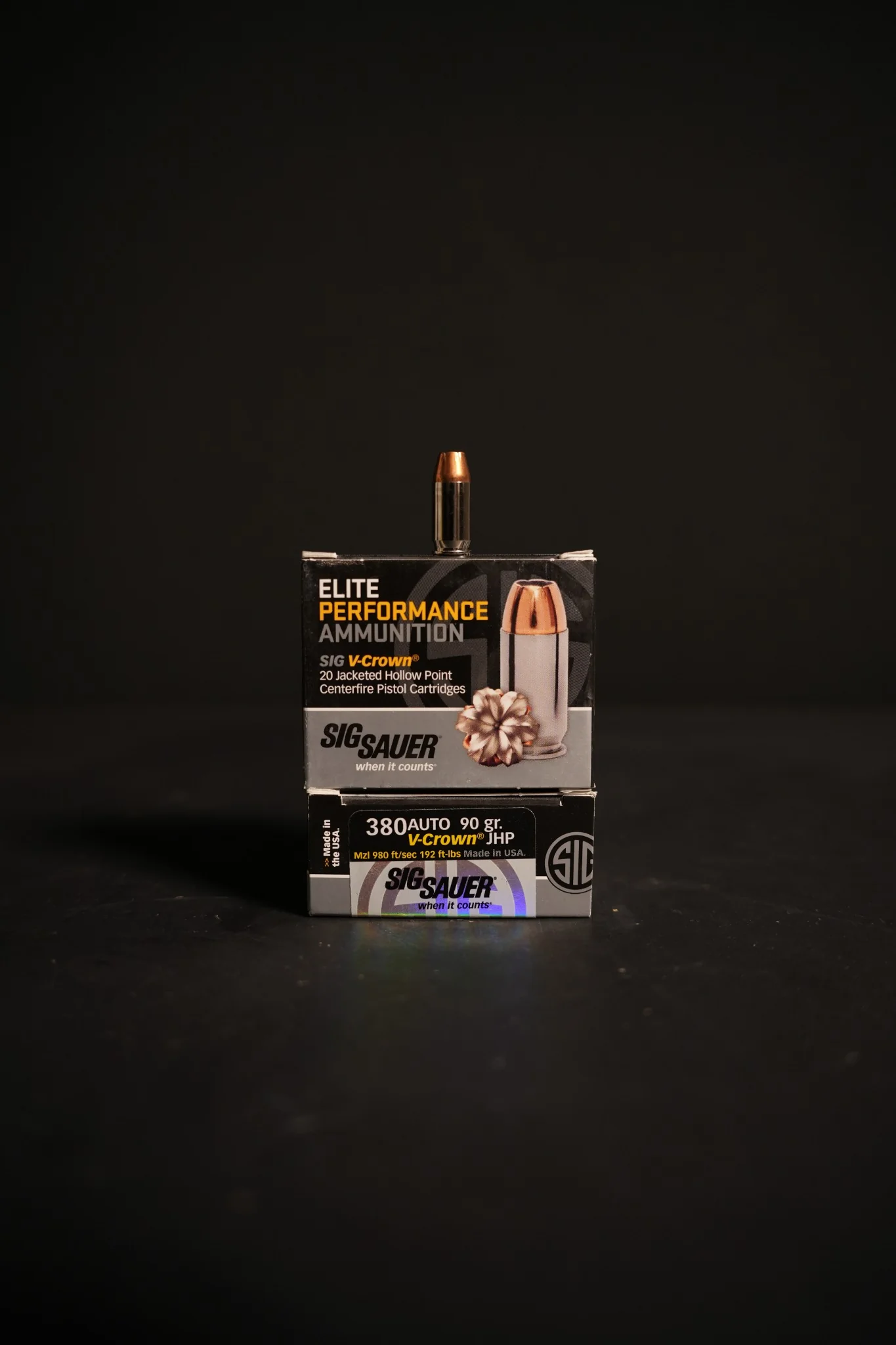 Sig Sauer 380 Auto V-Crown 90 GR JHP – 20 Round Box Sig Sauer 380 Auto V-Crown 90 GR JHP - 20 Round Box - Image 1